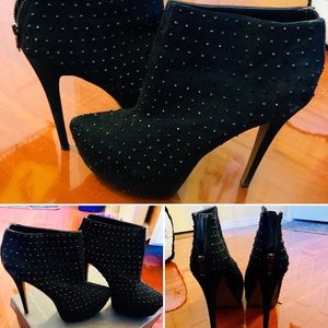 Black Rhinestone Stiletto Boots